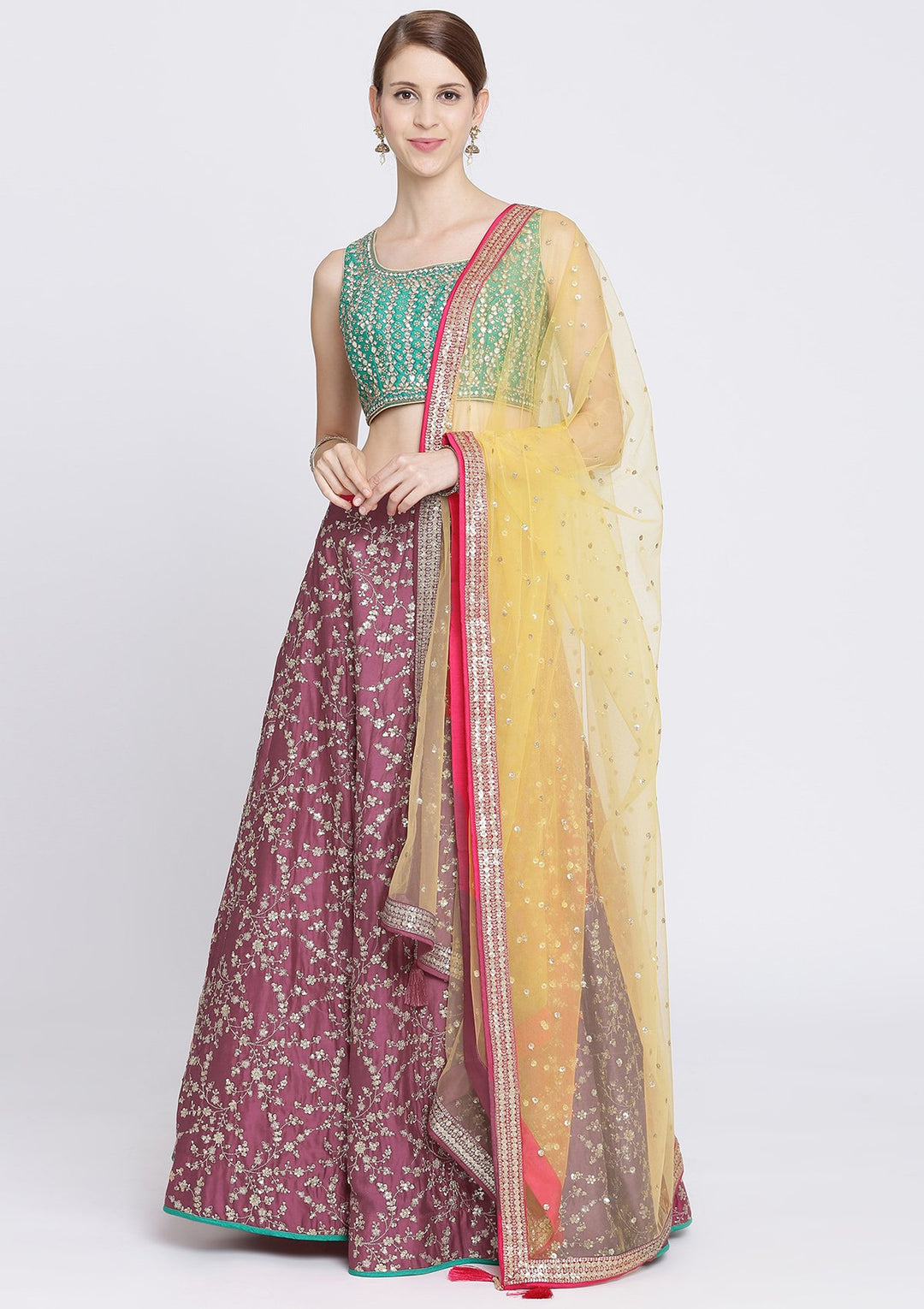 Rani Pink Sequins Net Designer Lehenga-Koskii