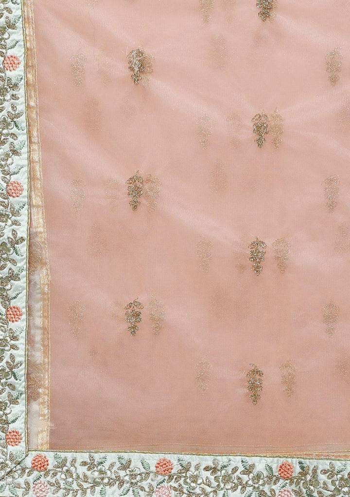 Pastel Green Zari Work Silk Designer Lehenga-Koskii