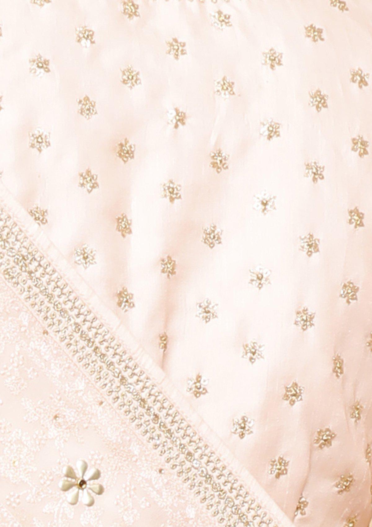 Baby Pink Threadwork Crepe Designer Saree-Koskii