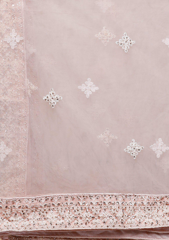 Pink Embellished Net Designer Lehenga-Koskii