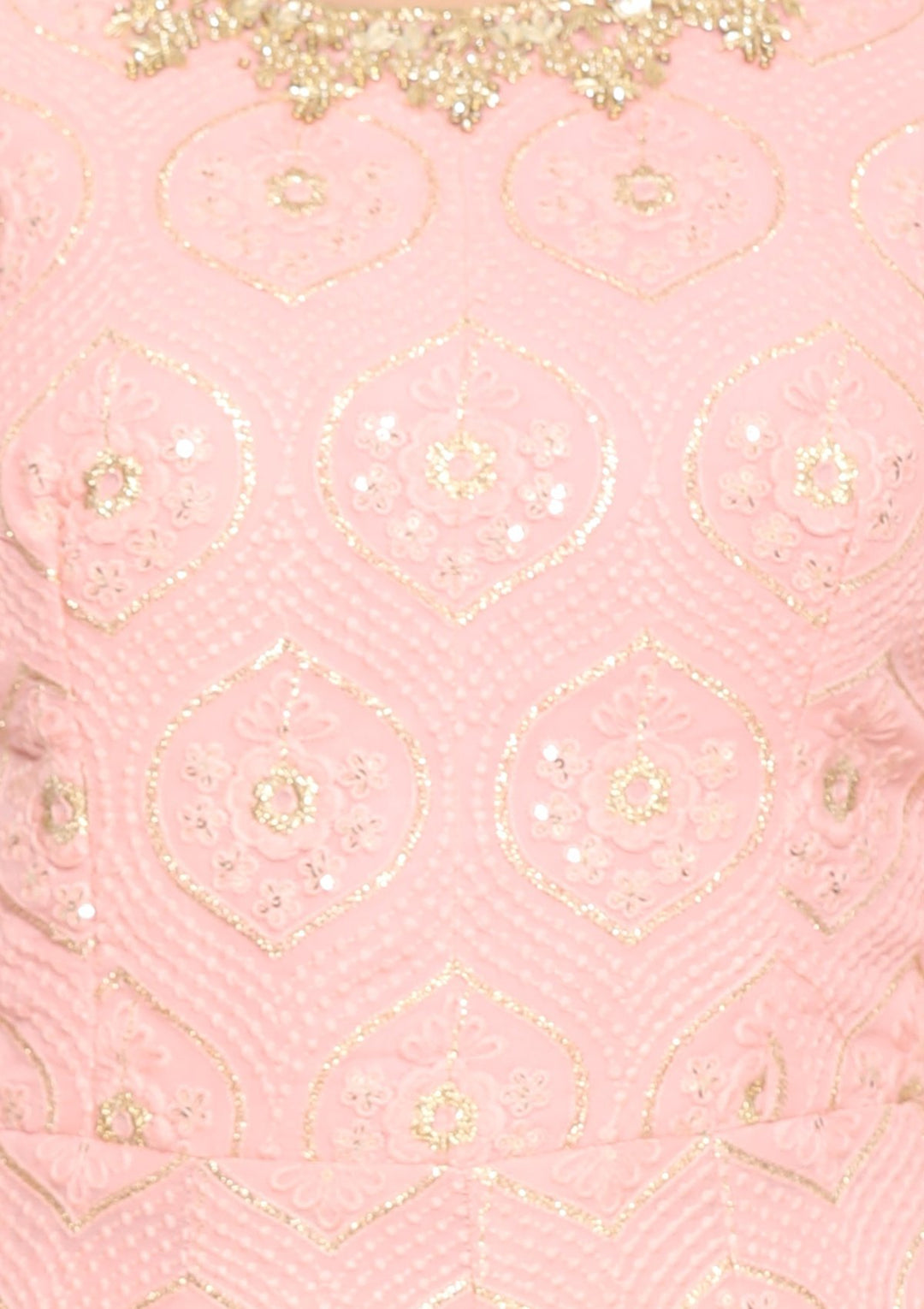 Baby Pink Zari Work Georgette Designer Gown-Koskii