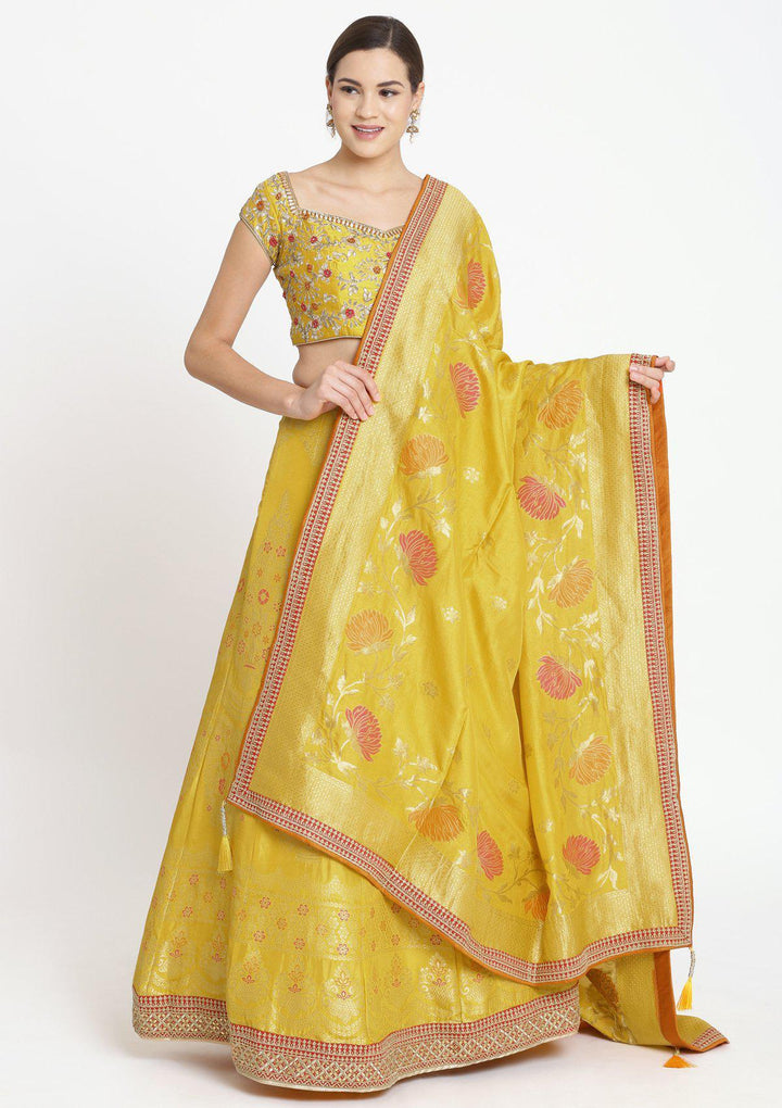 Yellow Gotapatti Brocade Designer Lehenga-Koskii