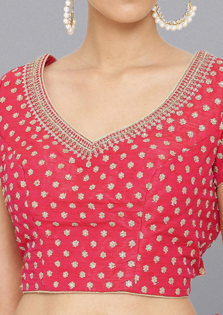 Rani Pink Zariwork Rawsilk Designer Lehenga-Koskii