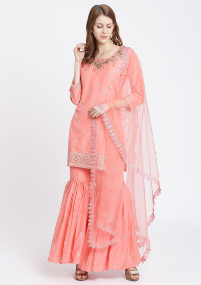 Pink Cutdana Cotton Designer Sharara-Koskii