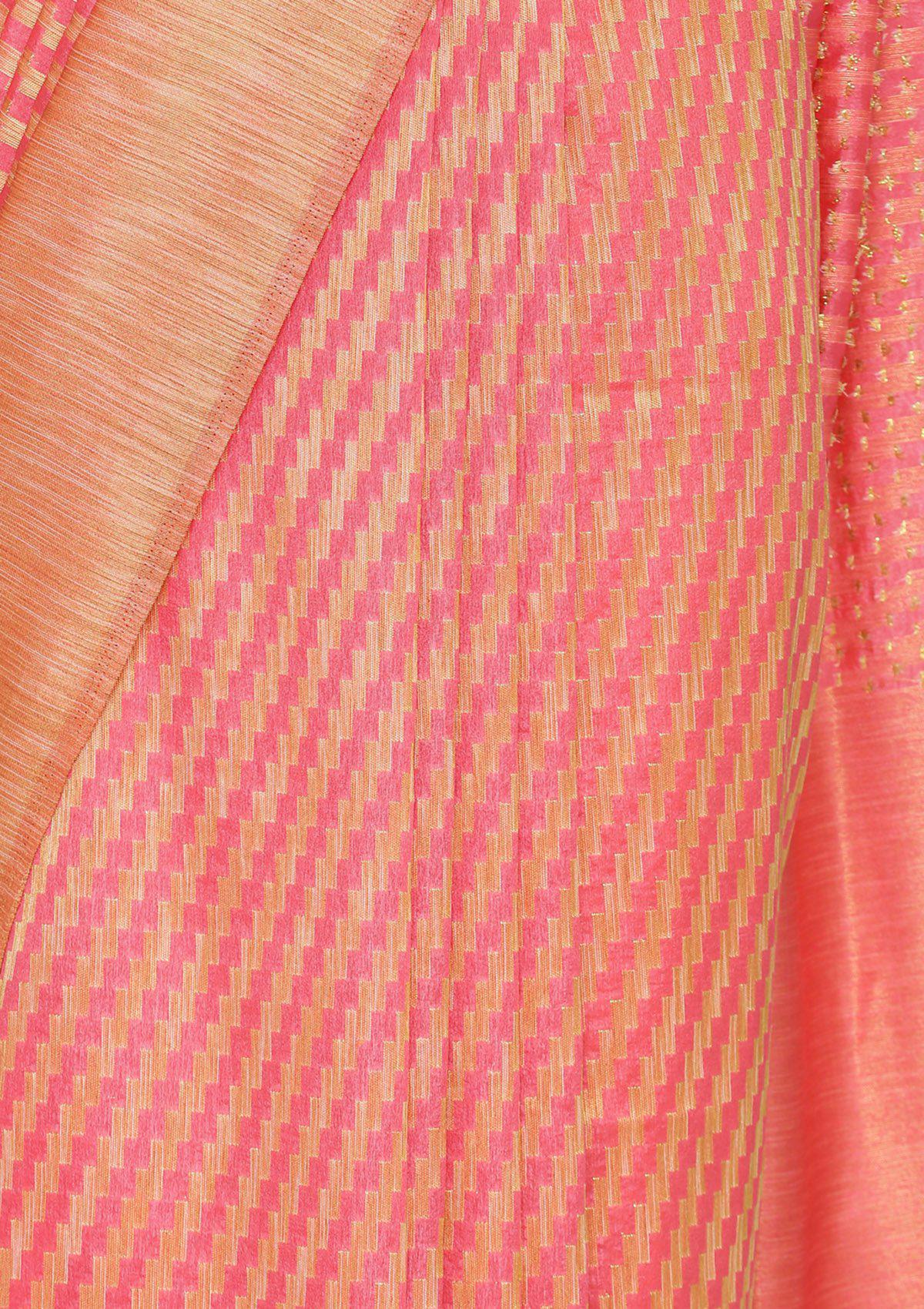 Pink Zariwork Art Silk Designer Saree-Koskii