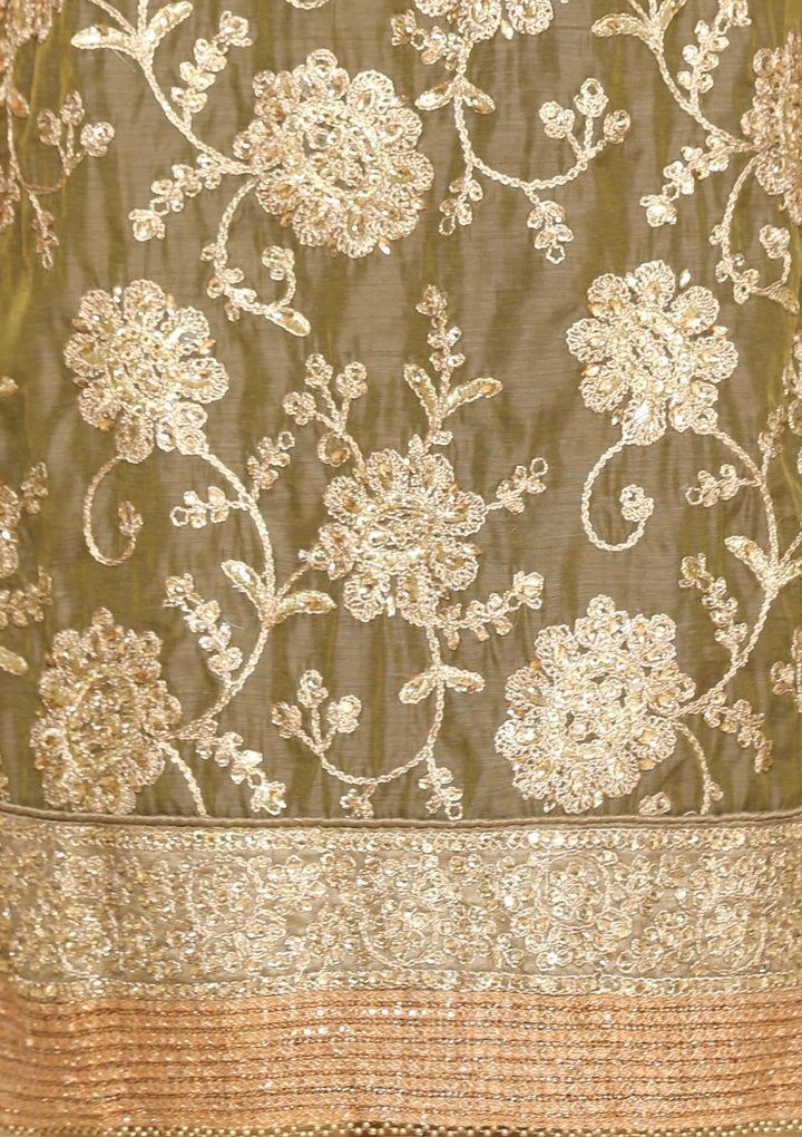 green sequinned designer salwar suit-Koskii