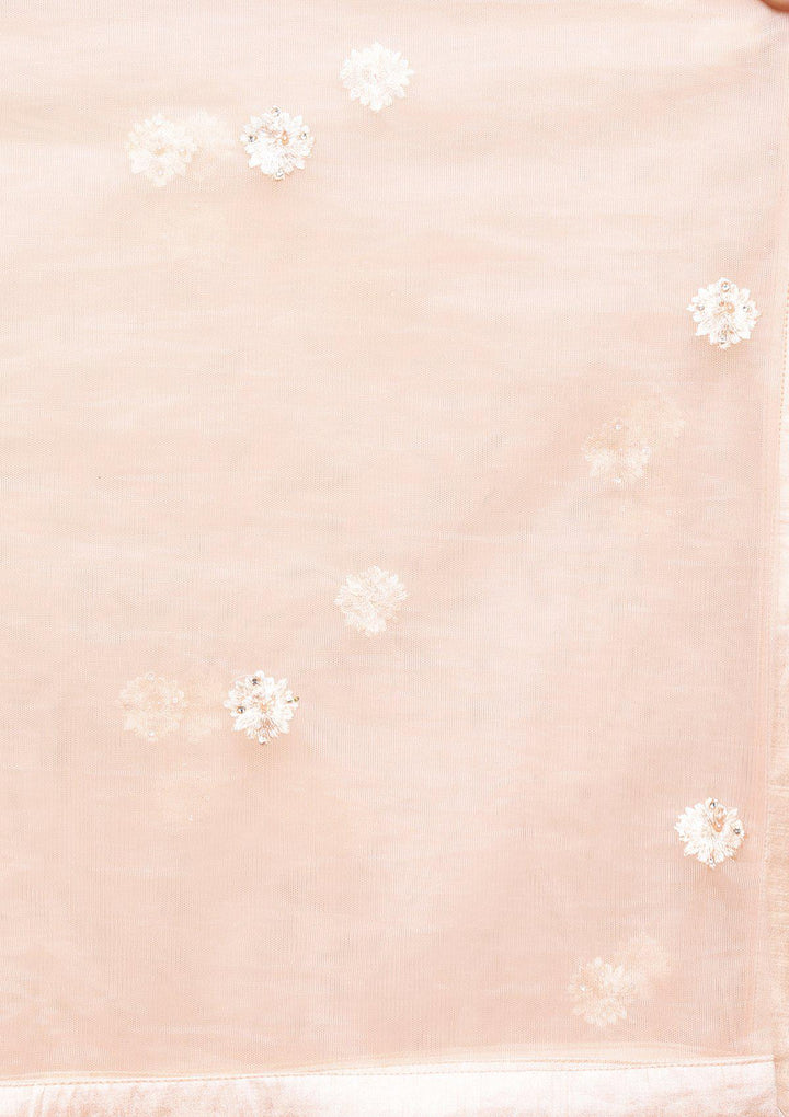 Peach Threadwork Net Designer Lehenga-Koskii