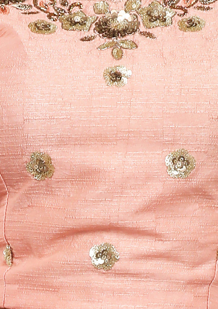 Peach Floral Net Designer Lehenga-Koskii