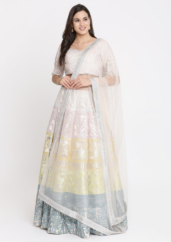 Pastel Tone Gotapatti Net Designer Lehega-Koskii