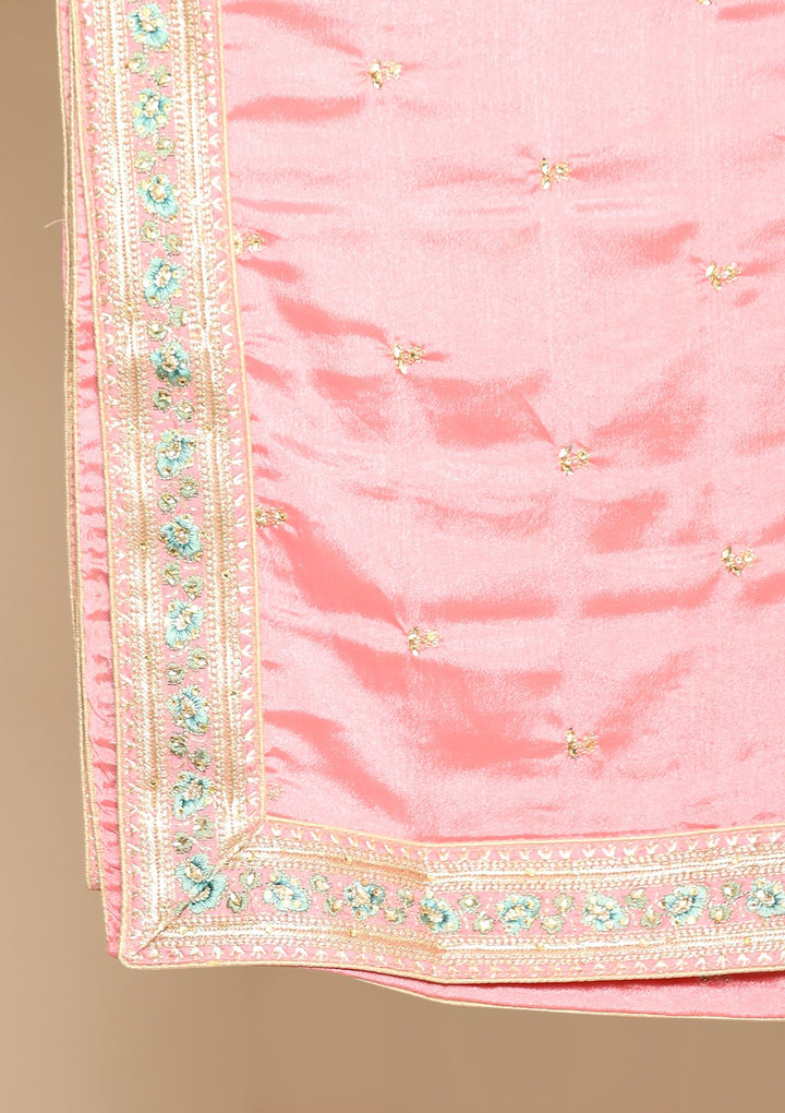 Pink Thread Work Raw Silk Designer Salwar Suit-Koskii