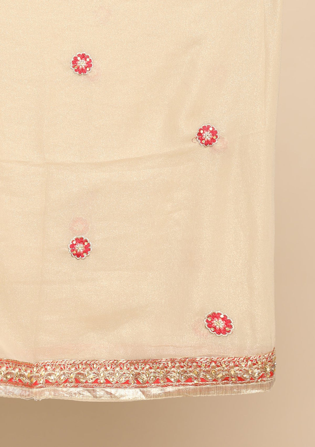 red and beige designer salwar suit-Koskii