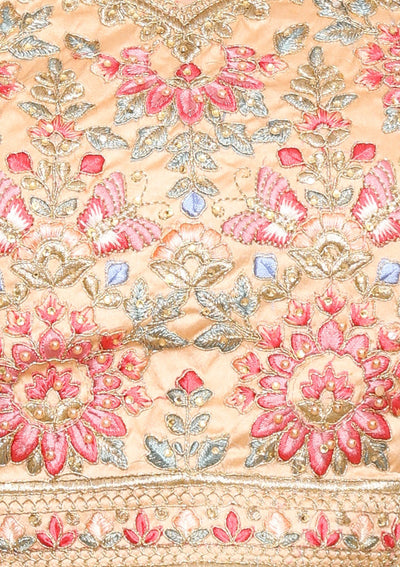 Peach Thread Work Soft Silk Designer Lehenga-Koskii