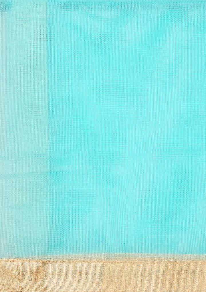 Cyan Sequinned Net Designer Lehenga-Koskii