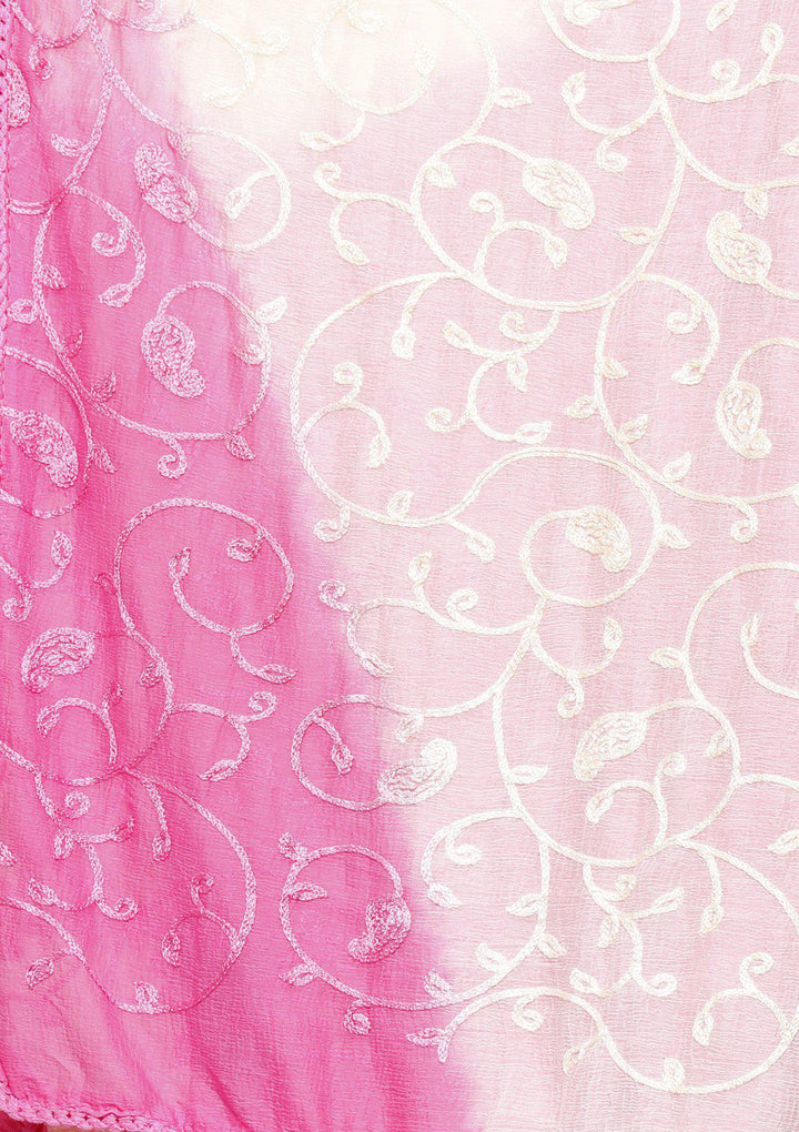 Cream and Pink Georgette Designer Salwar Suit-Koskii