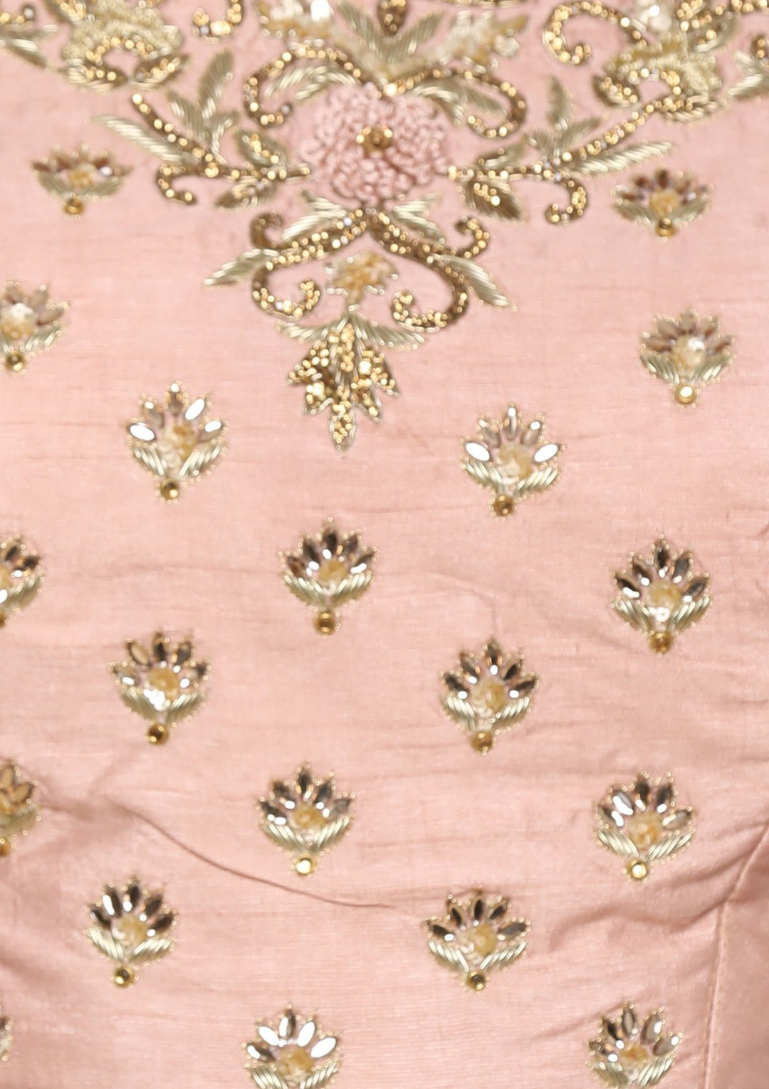 Peach Pink Zardozi Work Brocade Designer Lehenga-Koskii
