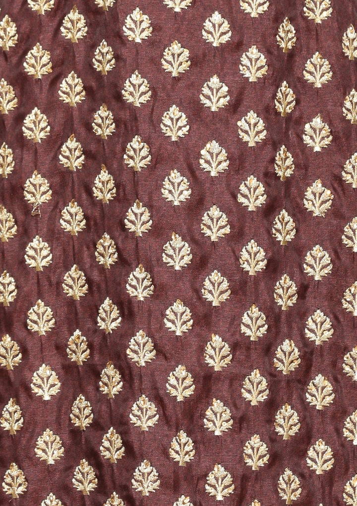 brown and gold designer salwar suit-Koskii