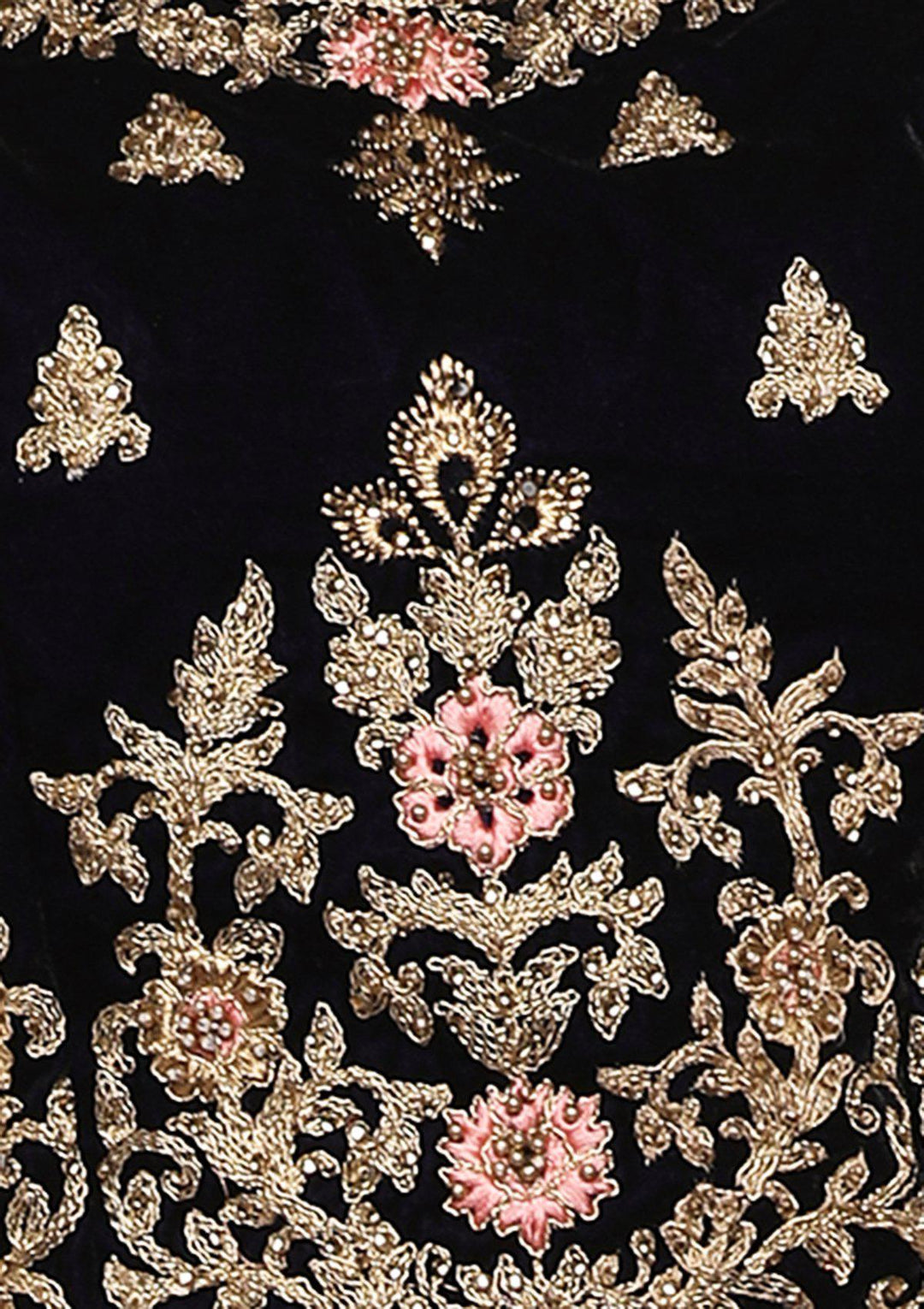 Blue and Pink Velvet Designer Lehenga-Koskii