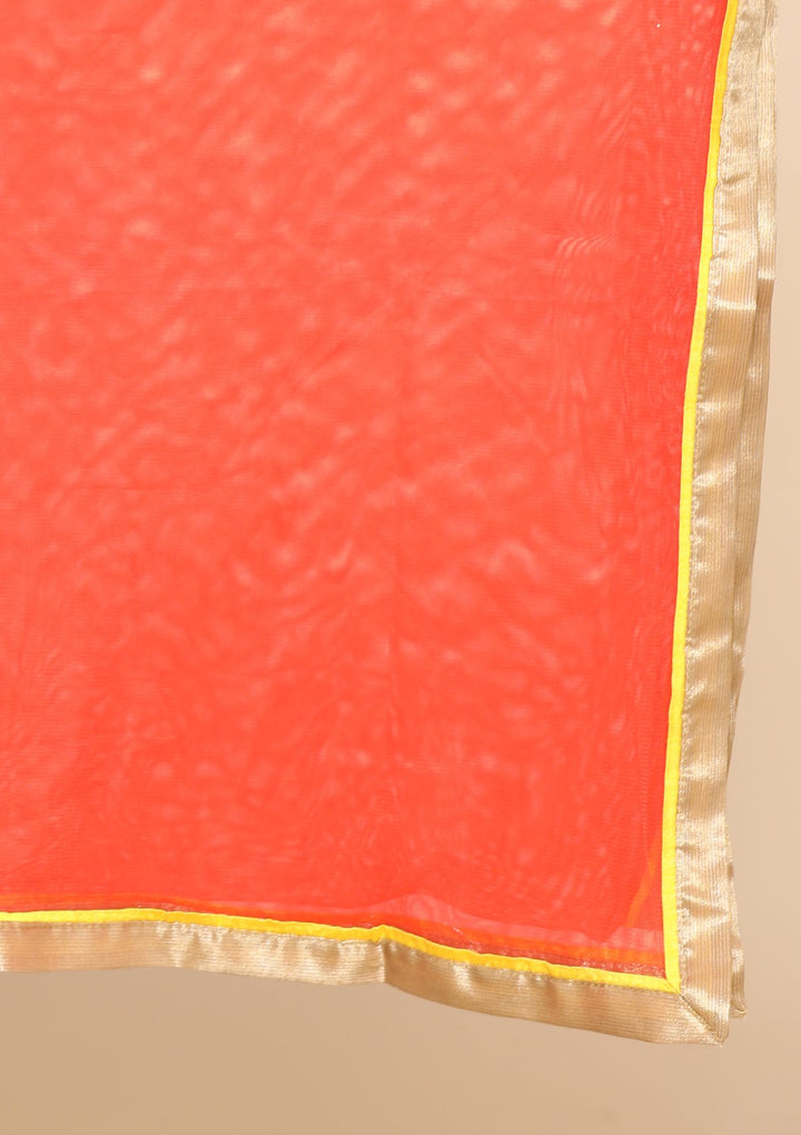 Orange Zari Work Silk Designer Gown-Koskii