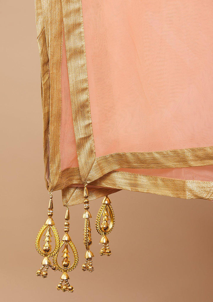 Peach Cutdana Soft-Net Designer Lehenga-Koskii