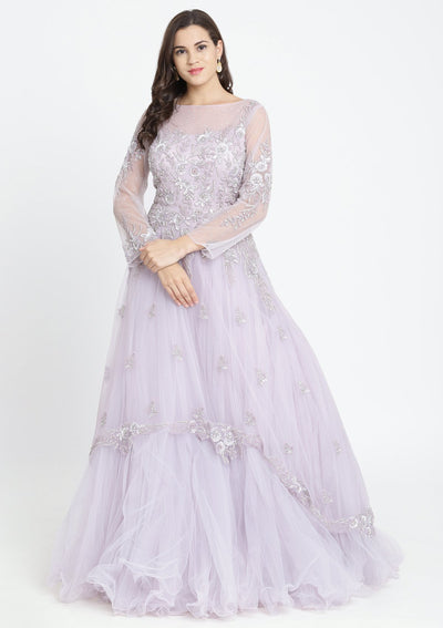 Lavender Sequinned Net Designer Gown-Koskii