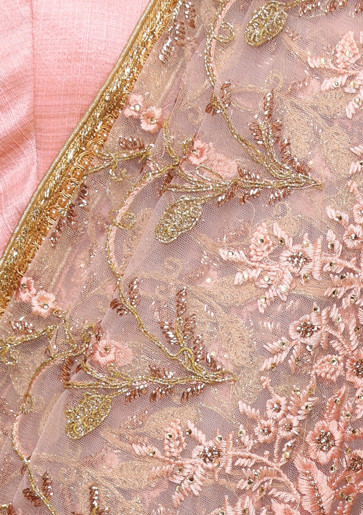 Baby Pink Stone Work Silk Designer Saree-Koskii