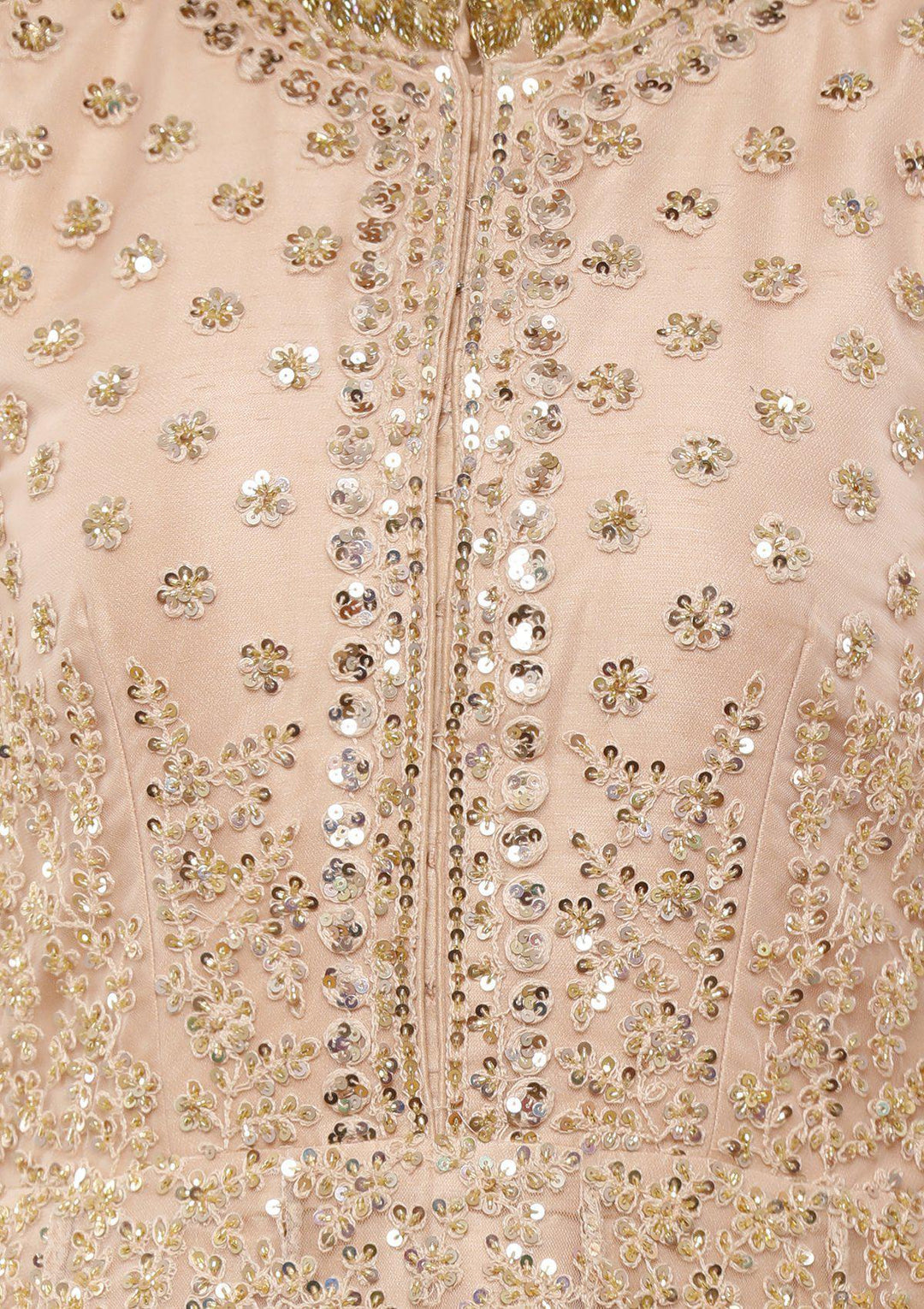 Peach Sequinned Net Designer Gown-Koskii