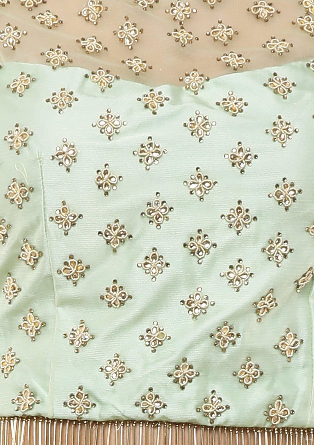 Pista Green Zardozi Work Silk Designer Lehenga-Koskii