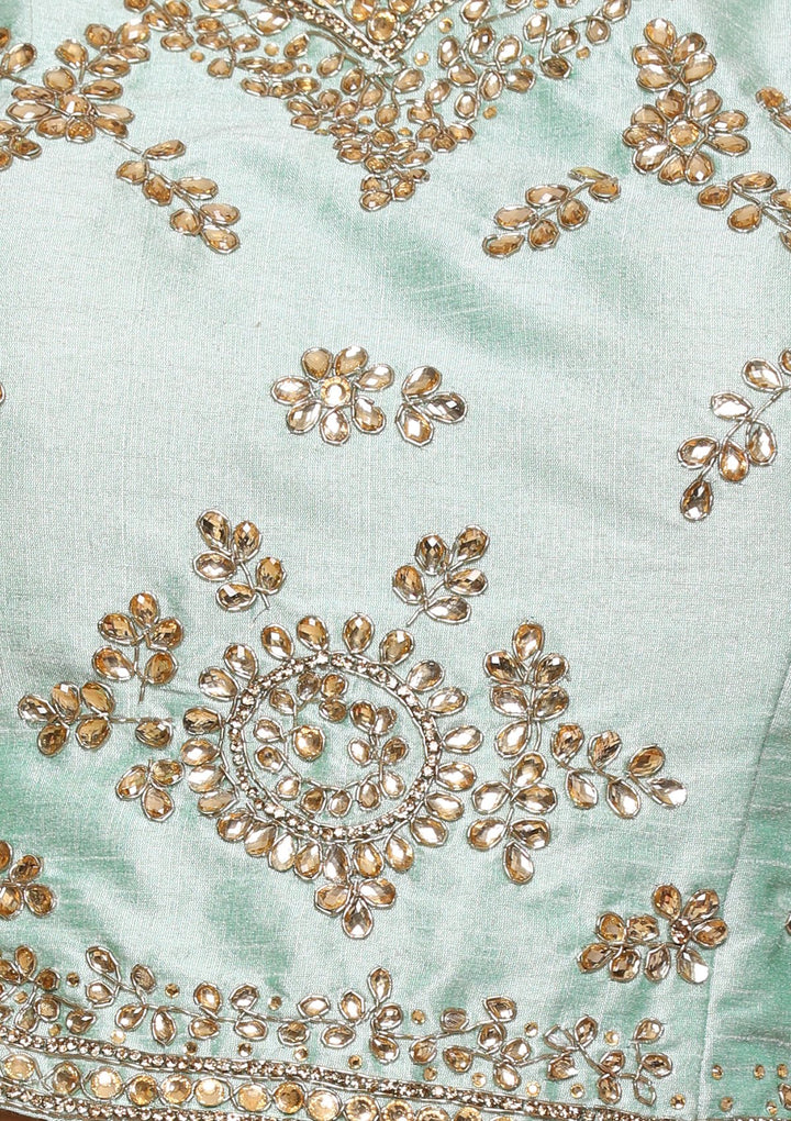 Pink Stone Work Silk Designer Lehenga-Koskii