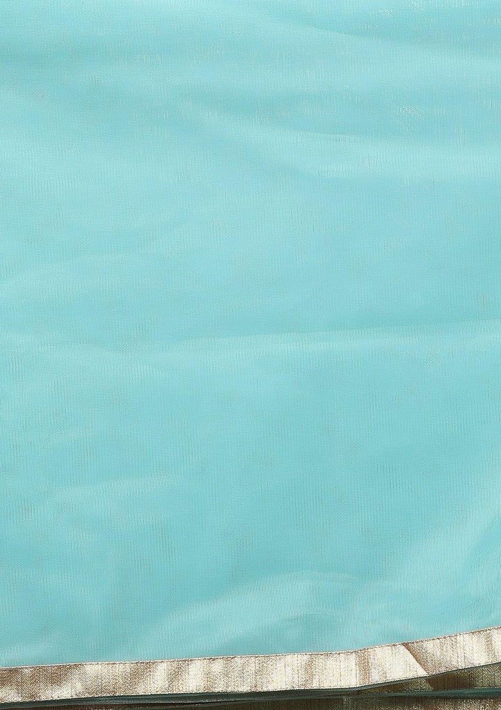 Sea Green Pearl Work Net Designer Lehenga-Koskii