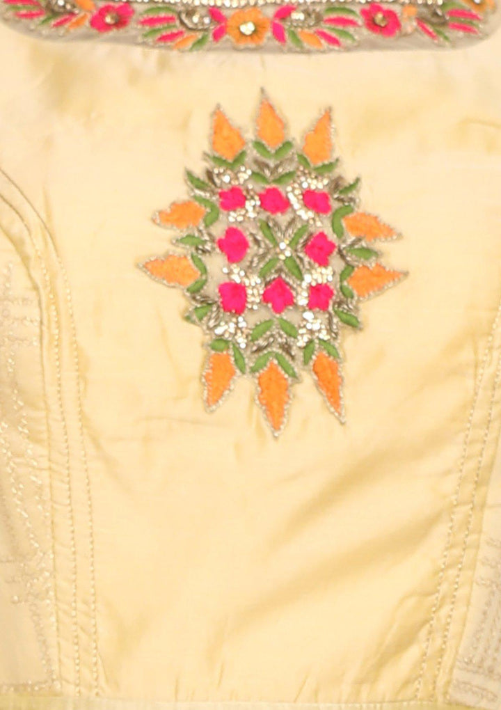 Yellow Thread Work Tissue Designer Gown-Koskii