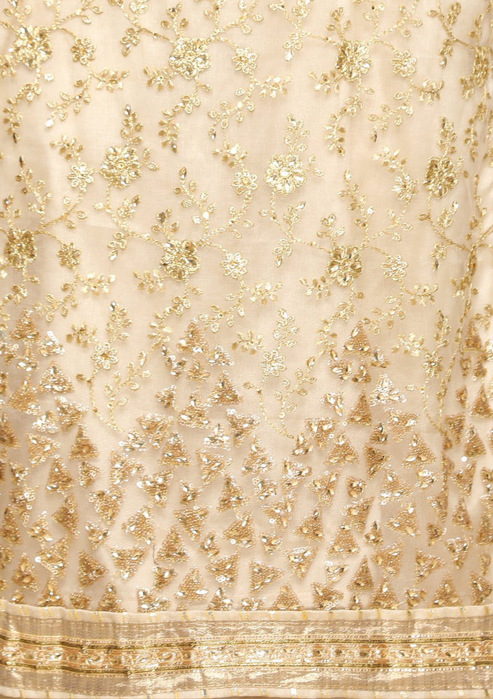 gold zari work designer salwar suit-Koskii