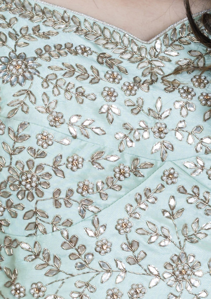 Navy Blue Zardozi Velvet Designer Lehenga-Koskii