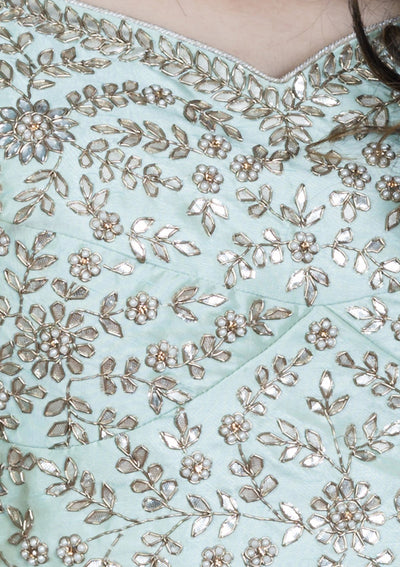 Navy Blue Zardozi Velvet Designer Lehenga-Koskii