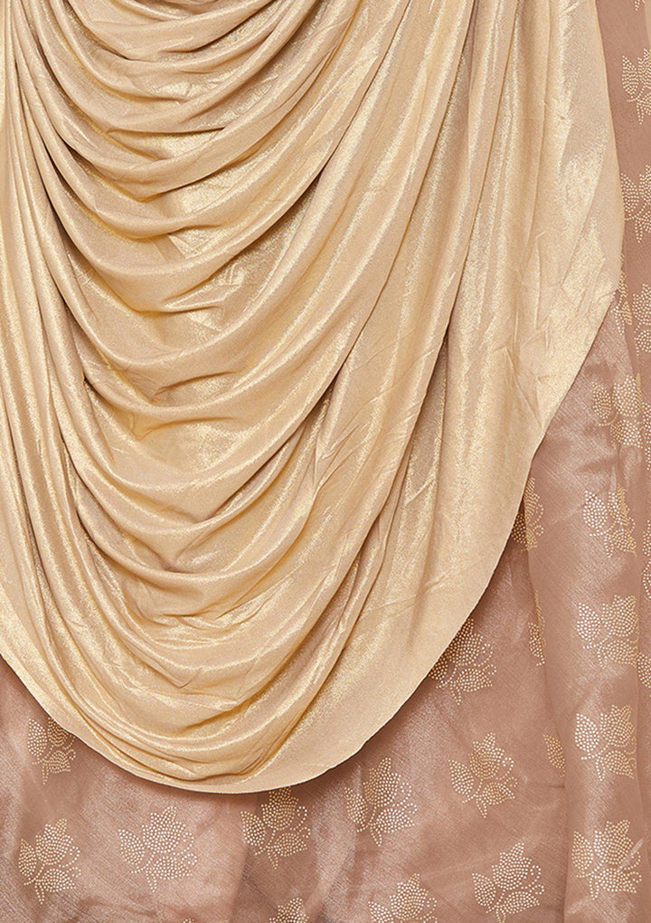 Koskii Stonework Rawsilk TAUPE Lehenga-Koskii