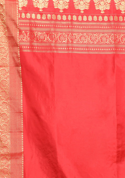 Red and White Handwoven Saree-Koskii
