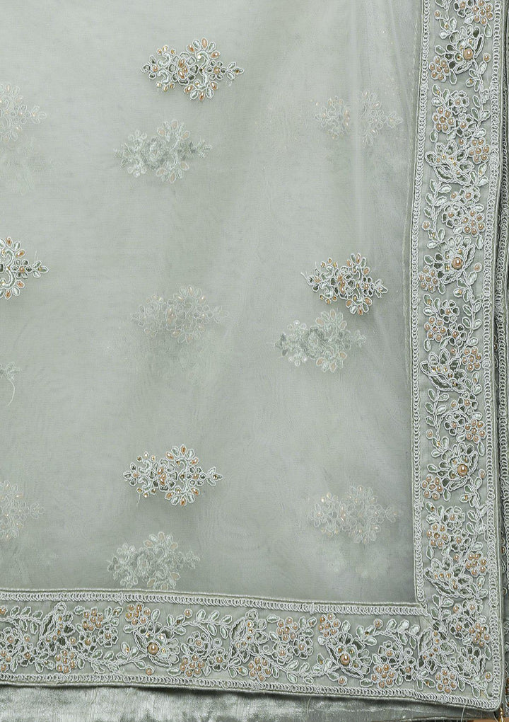 Fern Green Threadwork Silk Designer Lehenga-Koskii