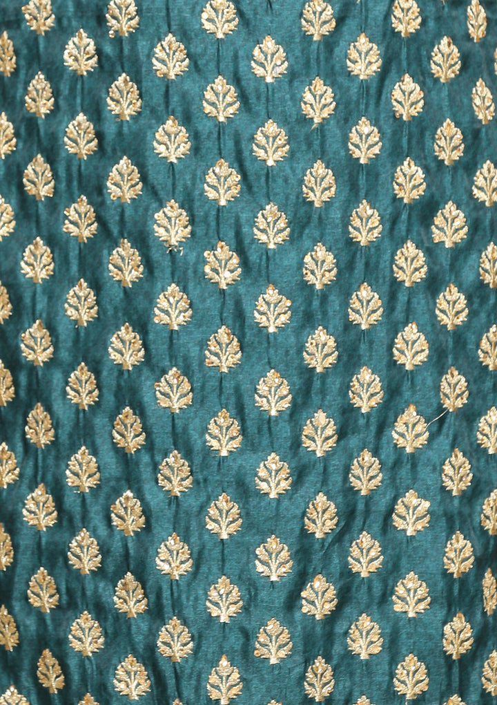 bottle green and gold designer salwar suit-Koskii