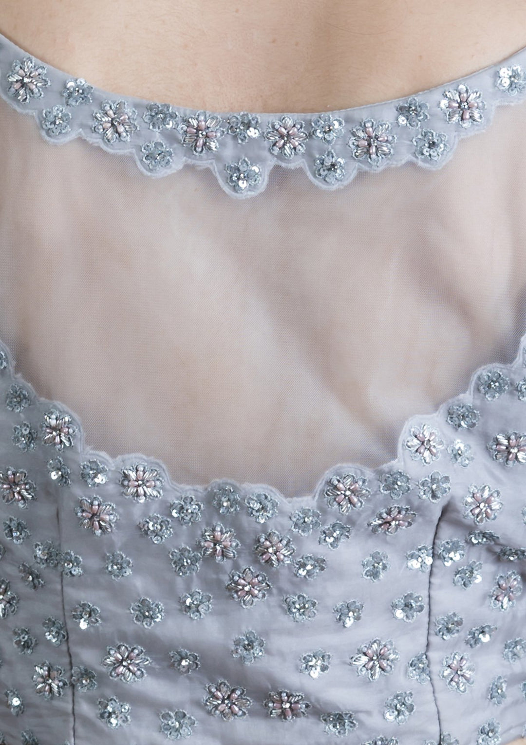 Grey Zardozi Tissue Designer Lehenga-Koskii
