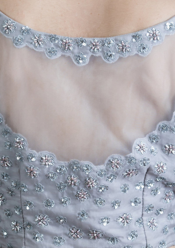 Grey Zardozi Tissue Designer Lehenga-Koskii