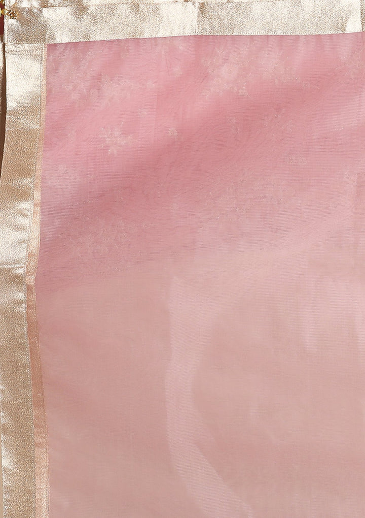 Pink Zari Work Silk Designer Lehenga-Koskii