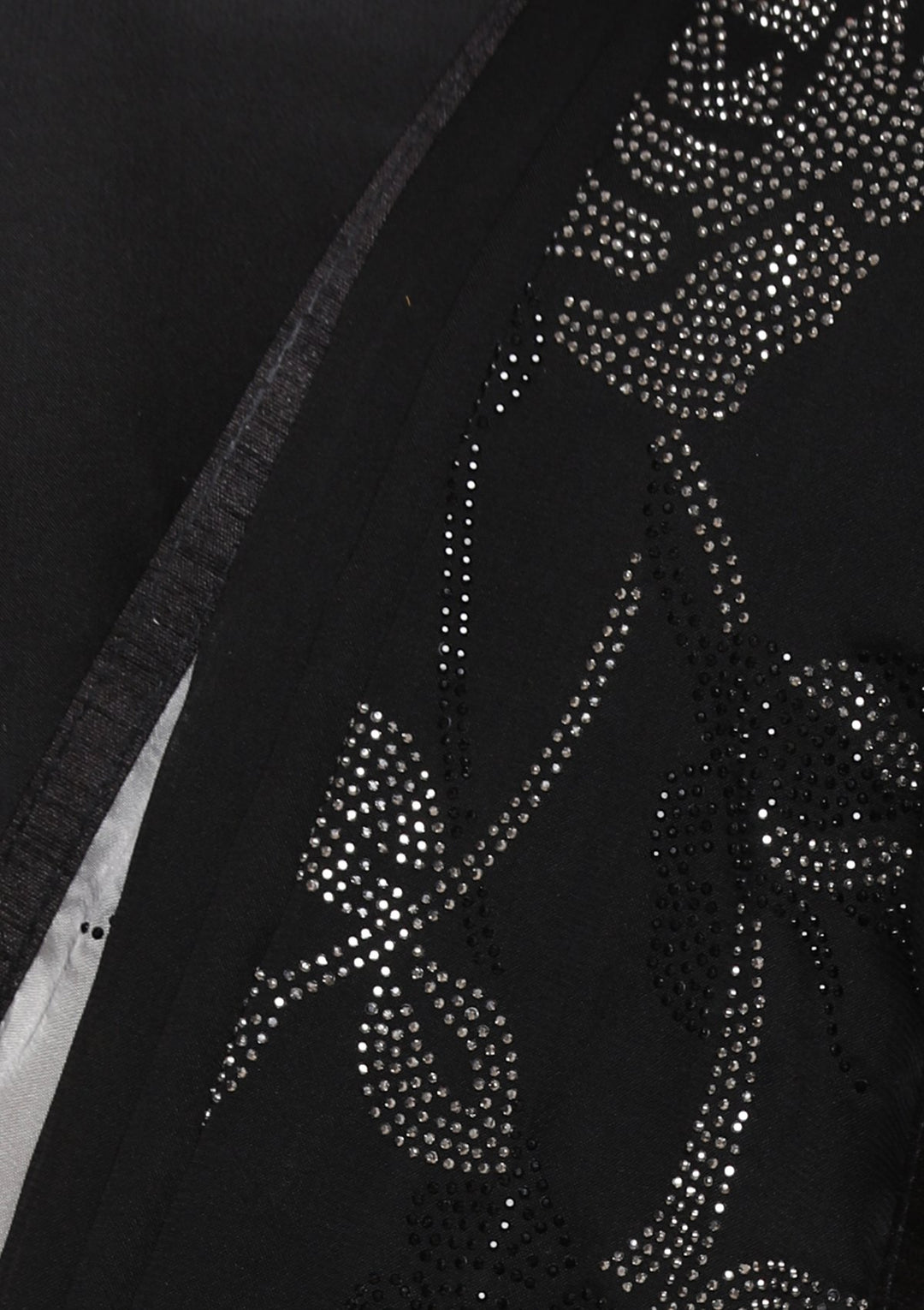 Black and Grey Floral Crepe Designer Saree-Koskii