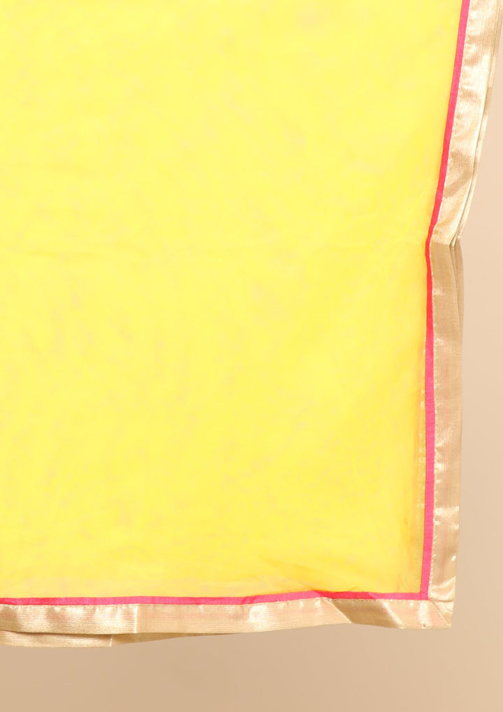 Yellow Zari Work Silk Designer Gown-Koskii