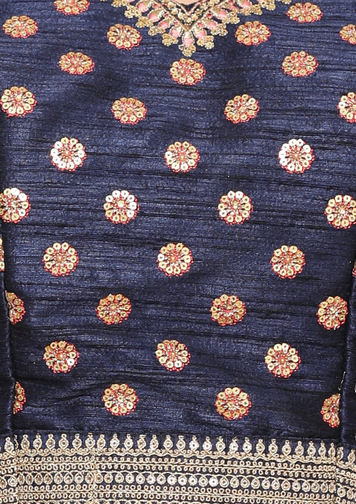 Navy Blue Sequinned Designer Lehenga-Koskii