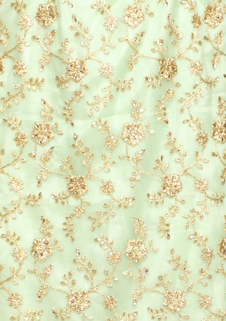 pista green and gold designer salwar suit-Koskii