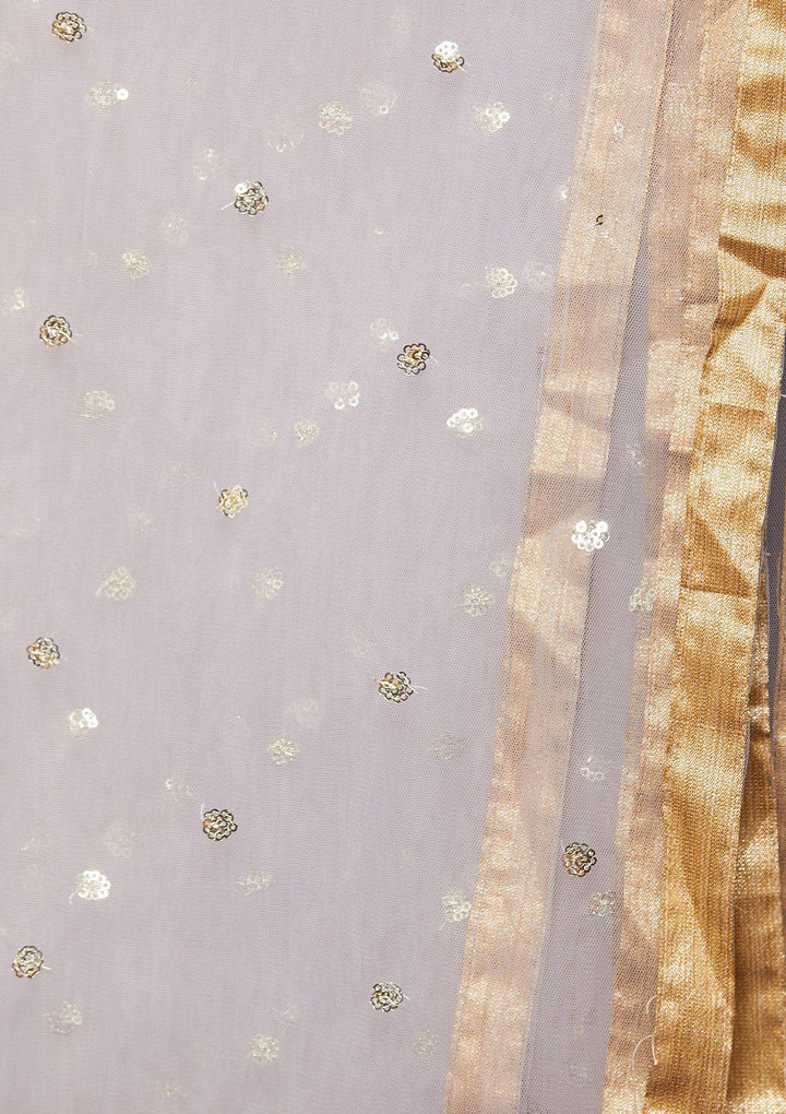 Grey Stonework Net Designer Lehenga-Koskii