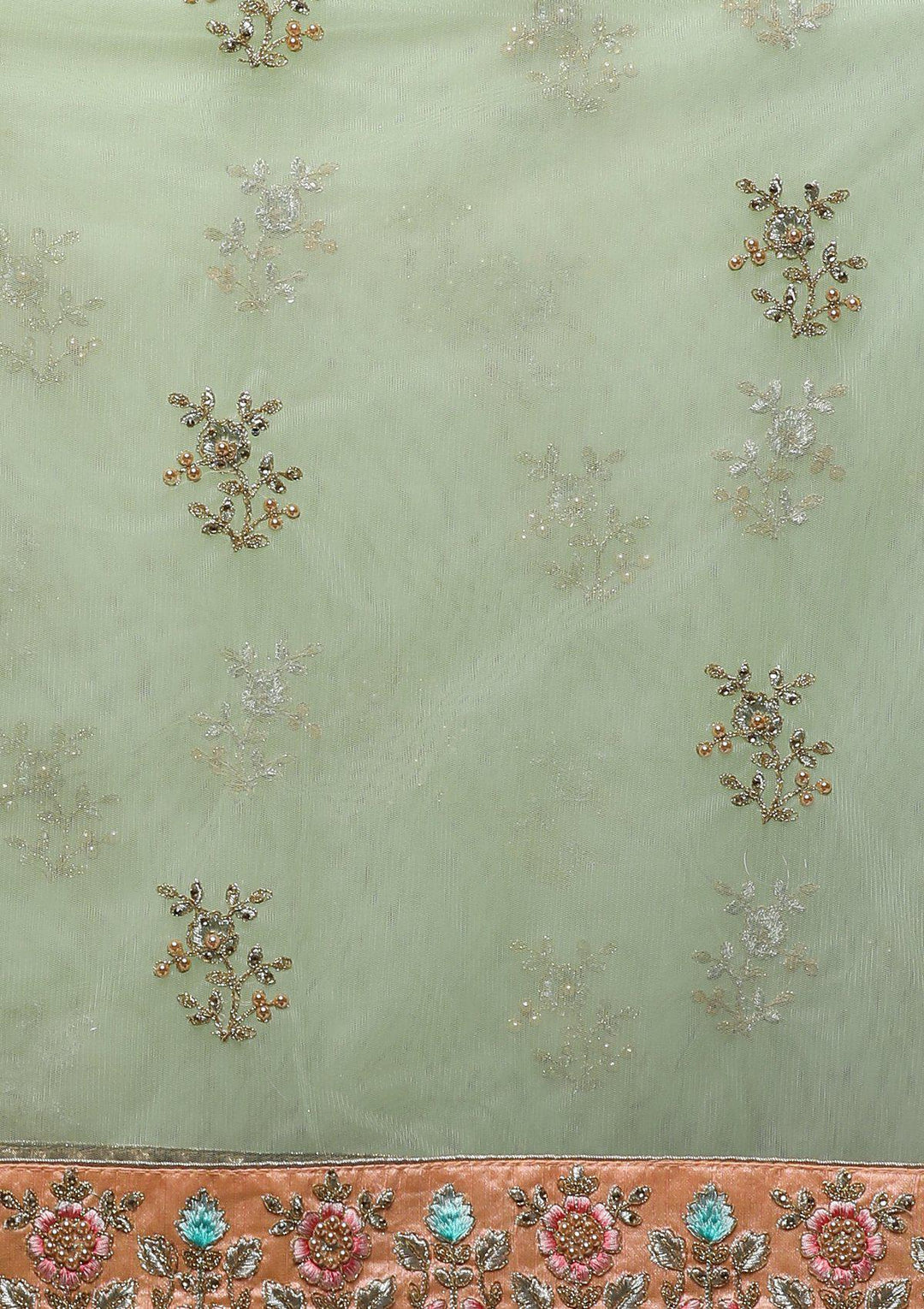 KOSKIII PEACH FLORAL WORK BRIDAL LEHENGA-Koskii