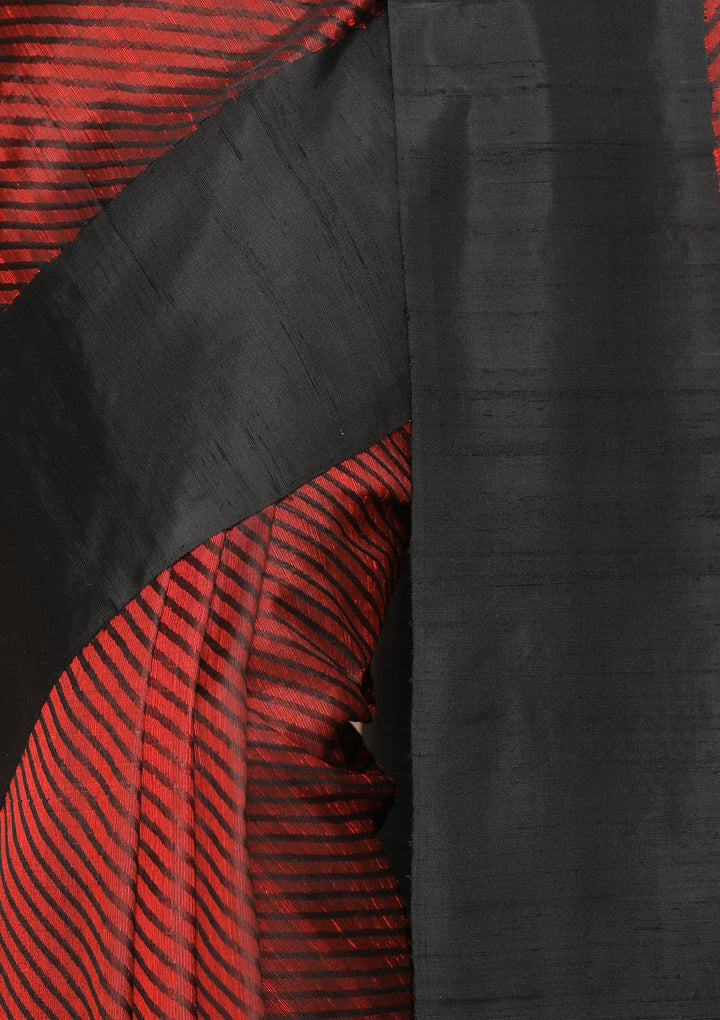 Maroon and Black Handmade Saree-Koskii