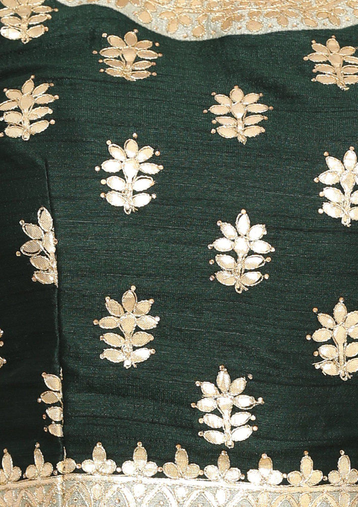 Bottle Green Gota Patti Net Designer Lehenga-Koskii