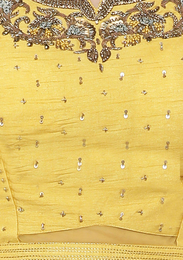 Teal Green Zari Work Silk Designer Lehenga-Koskii