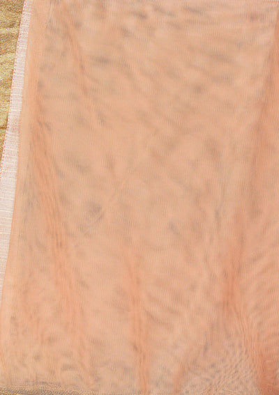 Peach Stonework Raw-silk Designer Lehenga-Koskii